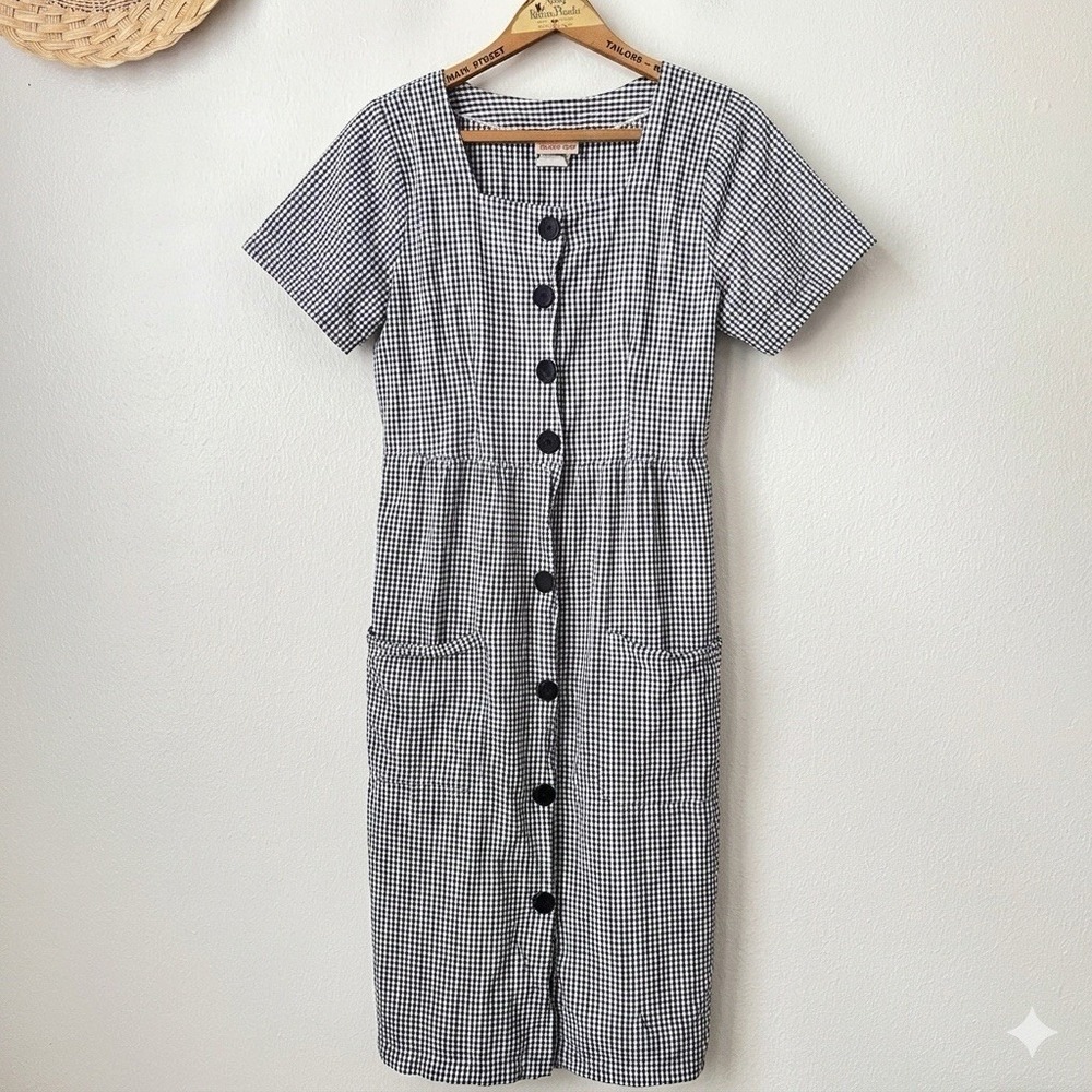 VTG Vermont Country Store Button Front Gingham Dress Size S Cottagecore Prairie